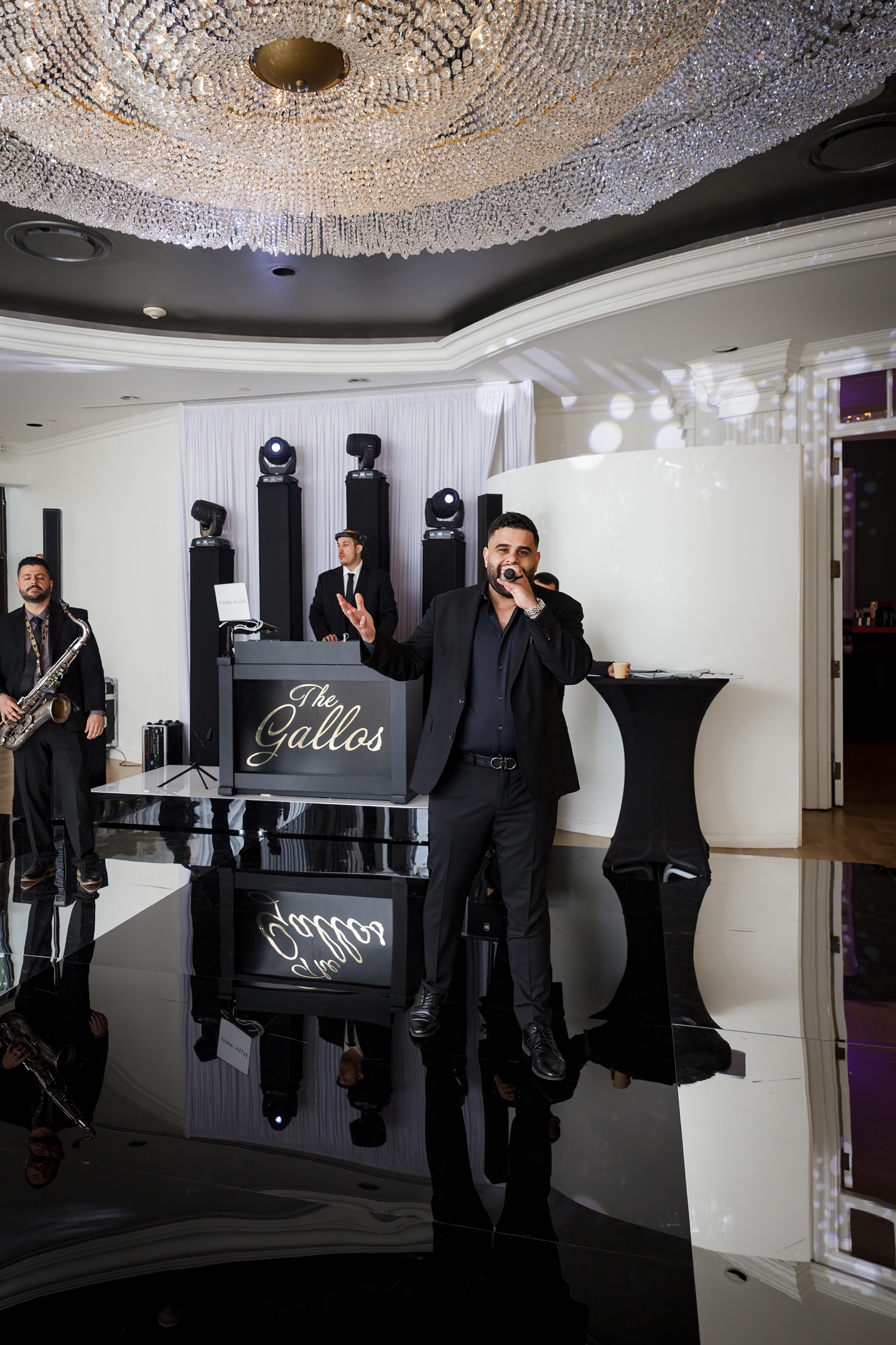Genesis Events MC and live musicians performing at The Mansion at Glen Cove